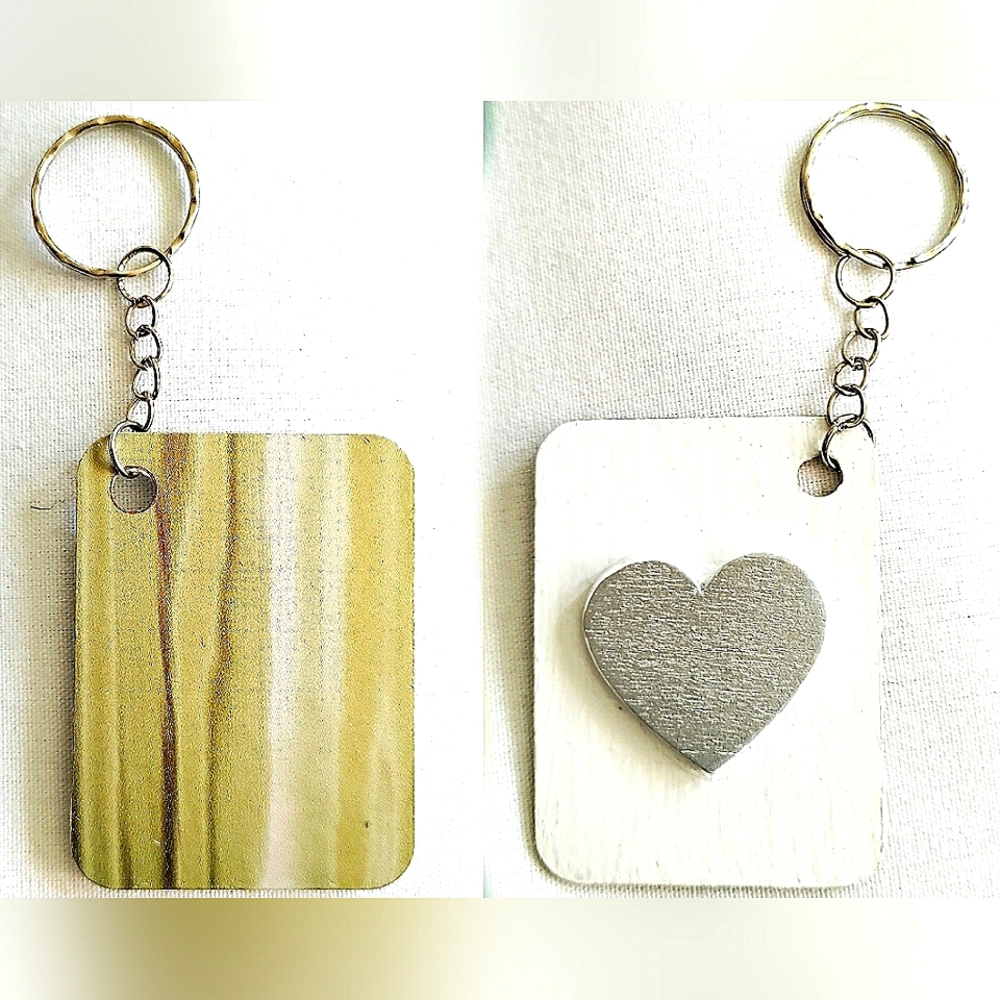 NEW Handmade Keychain Bag Tag! Italian Wood Art 01. "I LOVE My Bag" Wooden Heart
